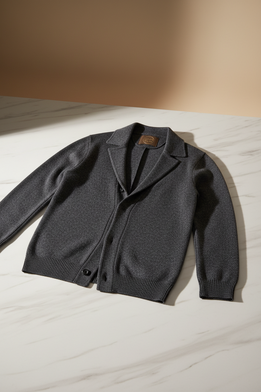 EZZNAYA Men's Modal Wool Cardigan Jacket | Lapel Business-Casual Autumn Coat