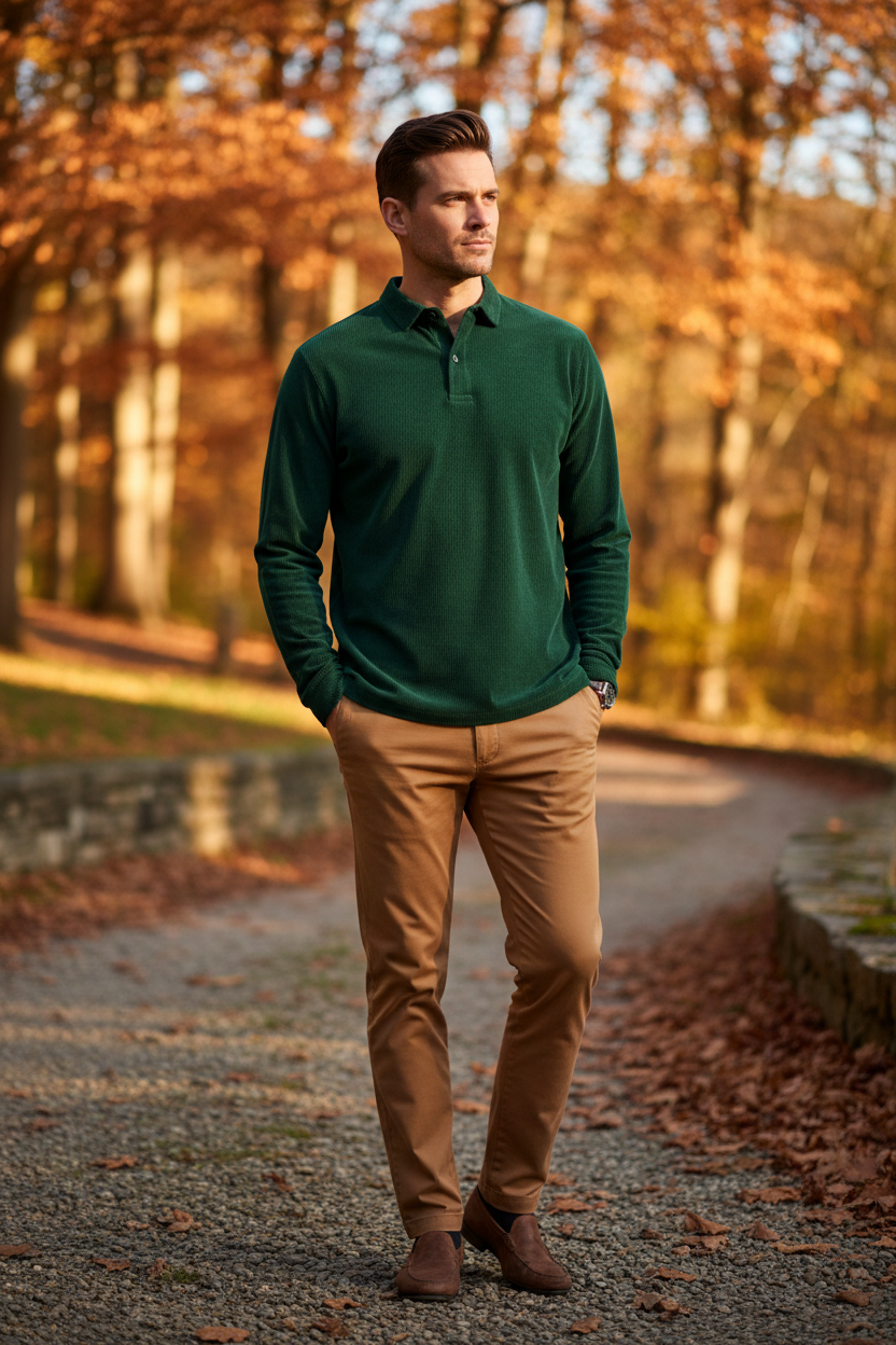 Classic Corduroy Long Sleeve Polo